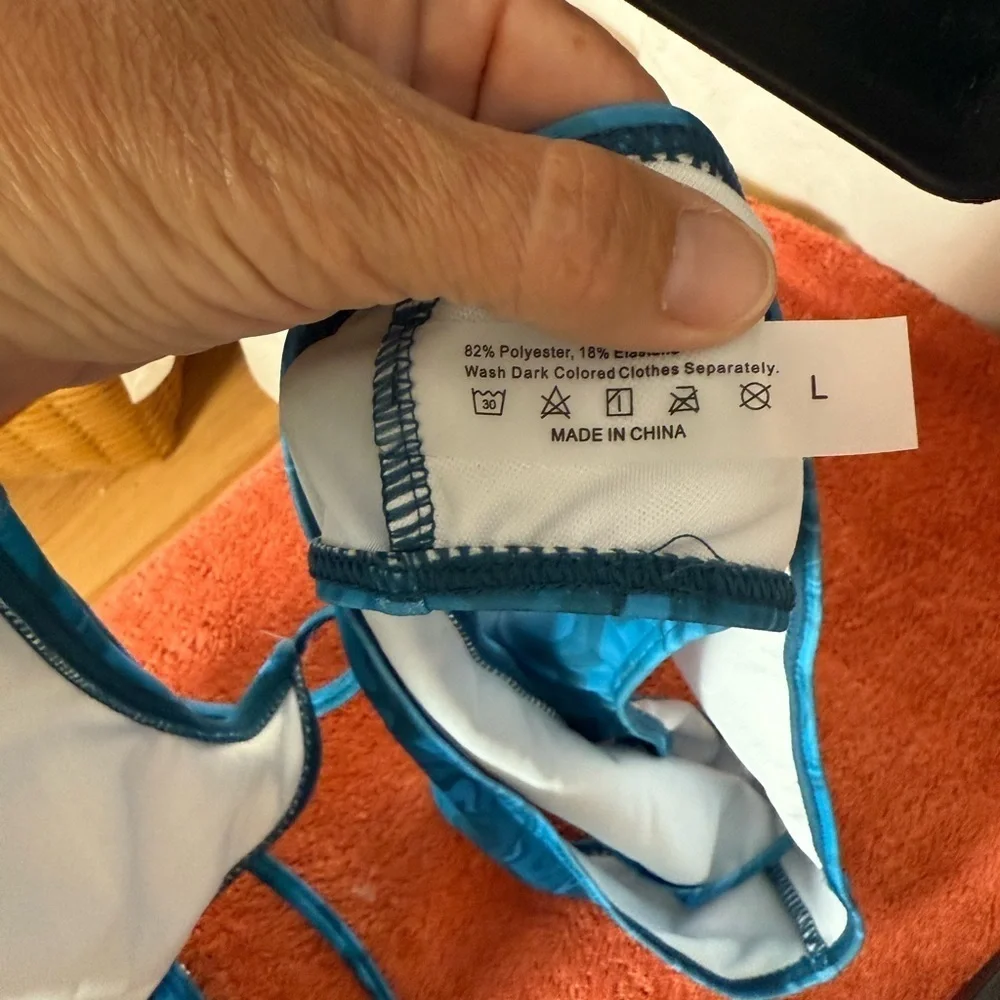 Ocean Blue Wave Women's Sz‎ L 3 Pc Bikini Set Top, Bikini Bottom & Cover Shorts